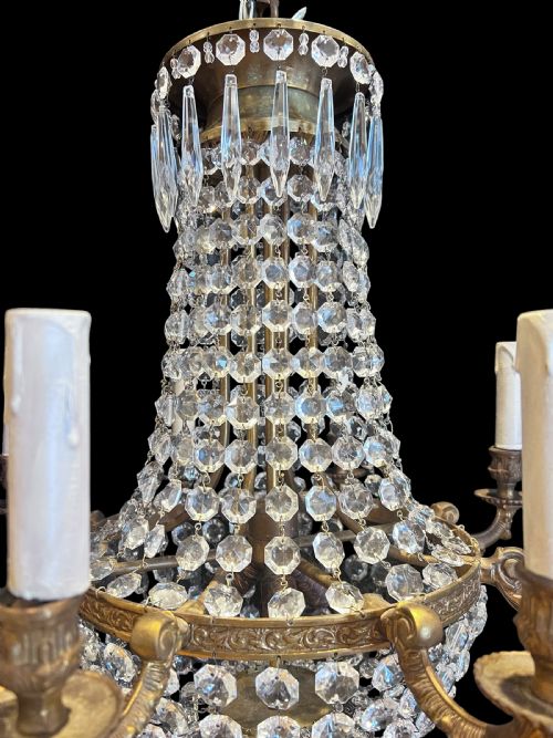 FRENCH TENT AND WATERFALL EMPIRE ANTIQUE CHANDELIER WITH 11 LIGHTS - ADDITIONAL PHOTO 4