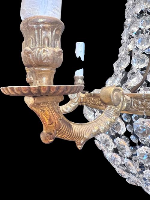 FRENCH TENT AND WATERFALL EMPIRE ANTIQUE CHANDELIER WITH 11 LIGHTS - ADDITIONAL PHOTO 6