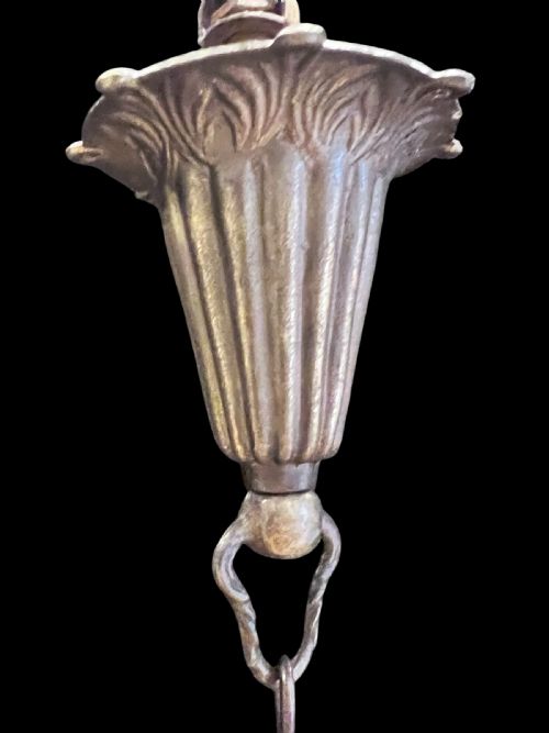 ANTIQUE FRENCH ART NOUVEAU THREELIGHT BRASS CHANDELIER - ADDITIONAL PHOTO 10