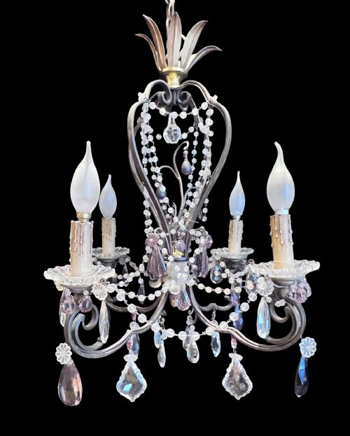 Four Light French Amethyst French Antique Chandelier