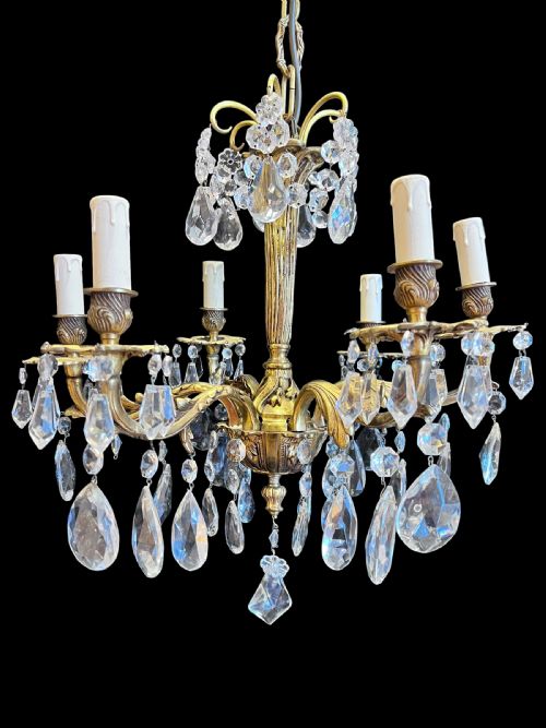 Six Light French Ormolu Antique Chandelier