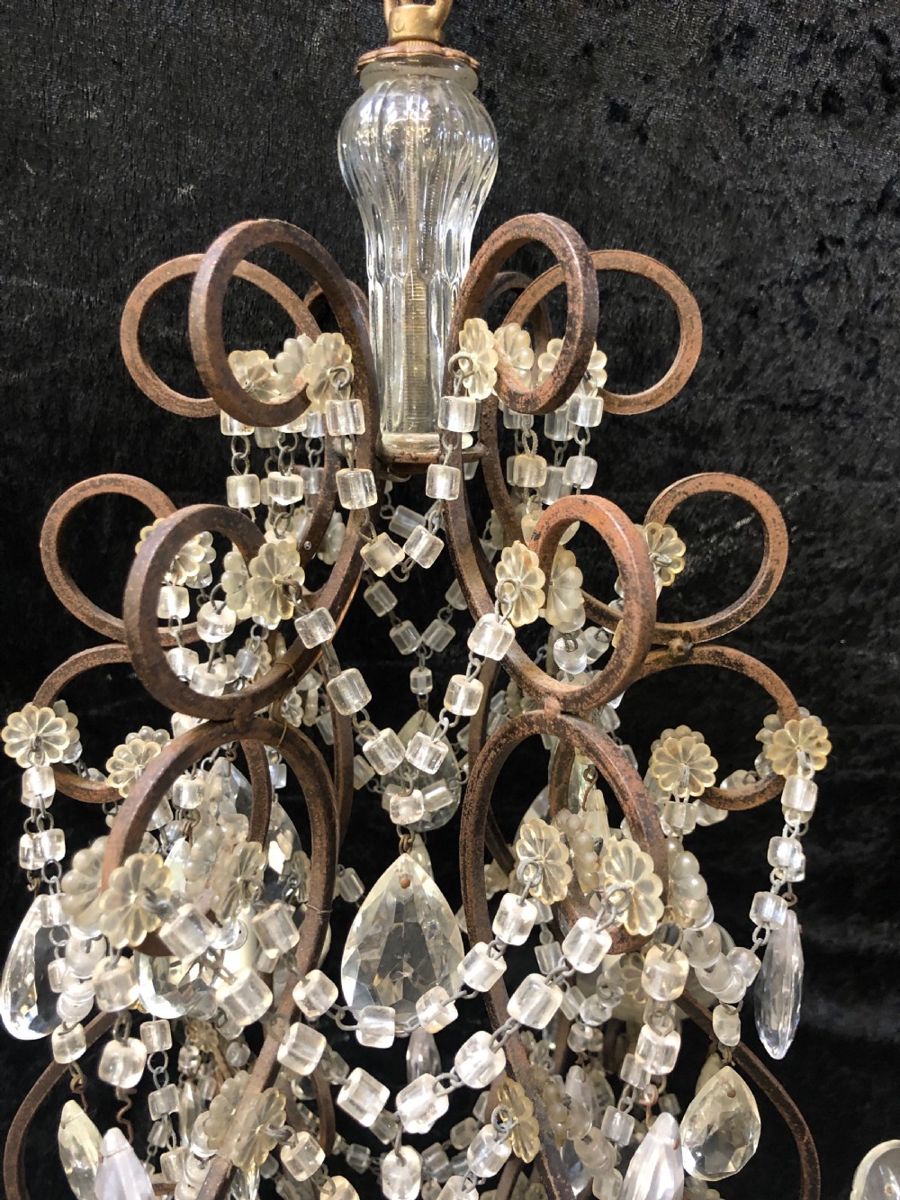 A Six Light Dark Framed Florentine Antique Chandelier View II