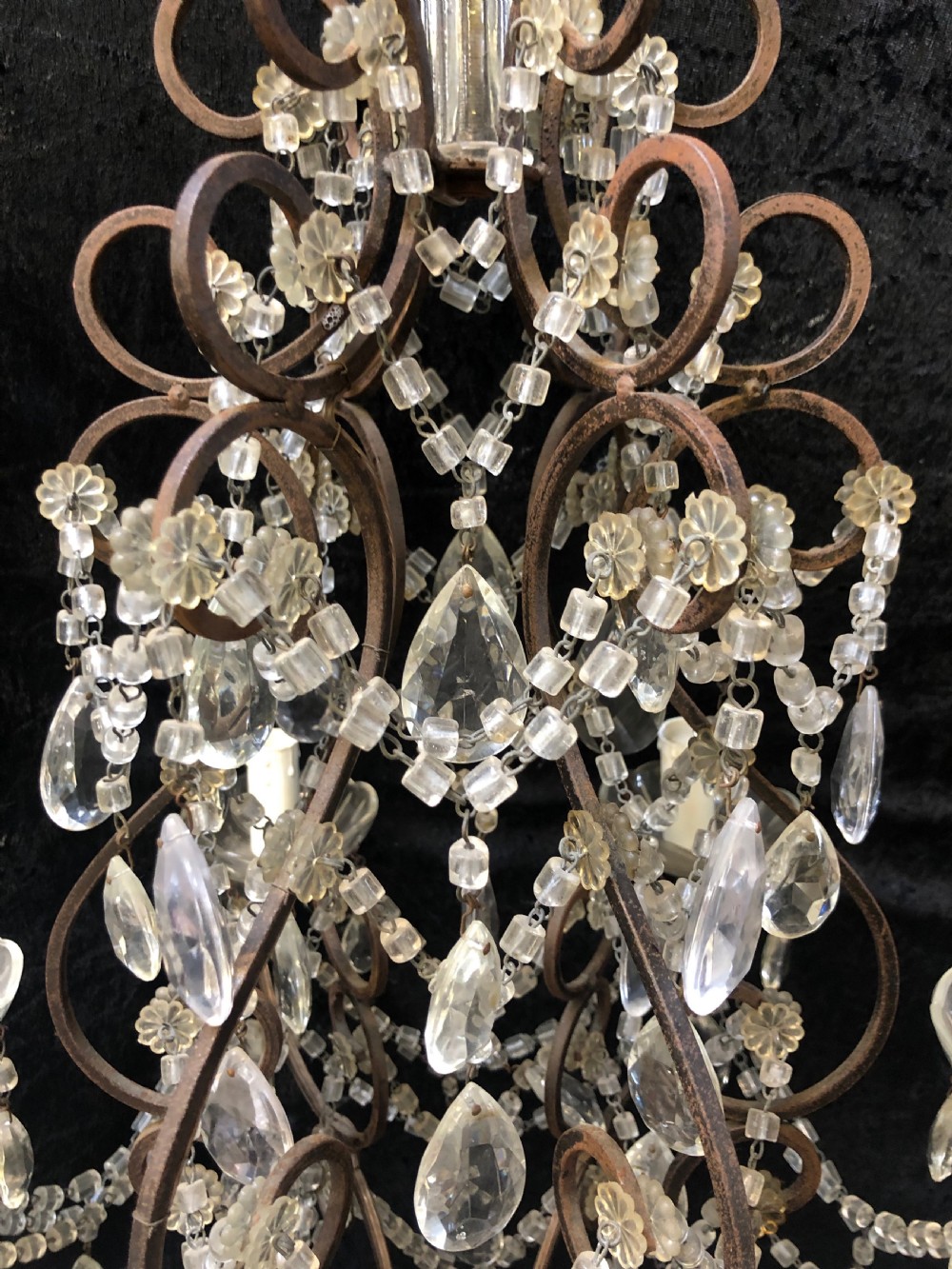 A Six Light Dark Framed Florentine Antique Chandelier View III