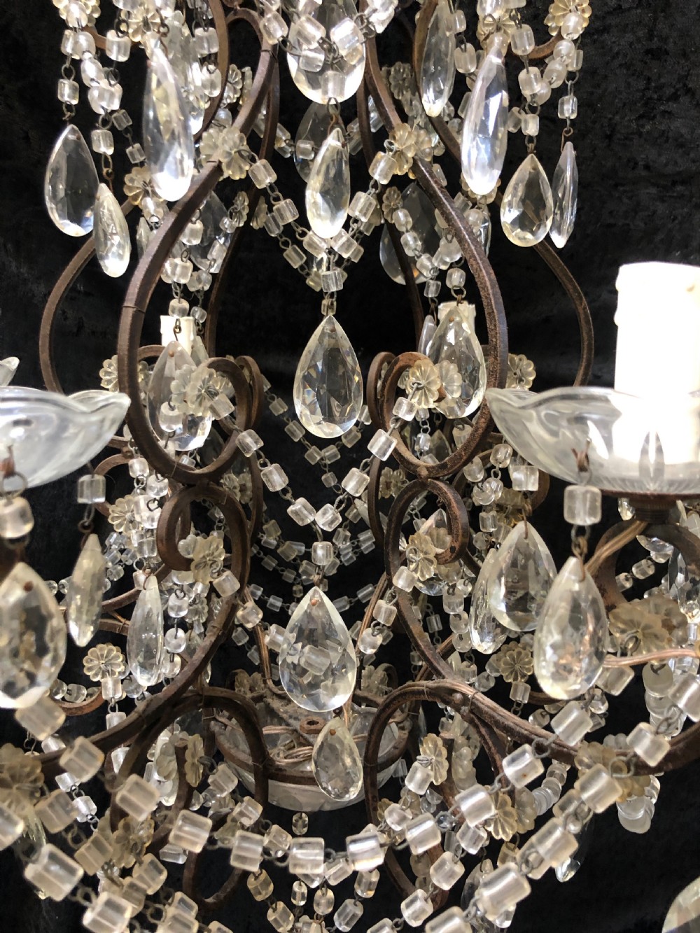 A Six Light Dark Framed Florentine Antique Chandelier View IV