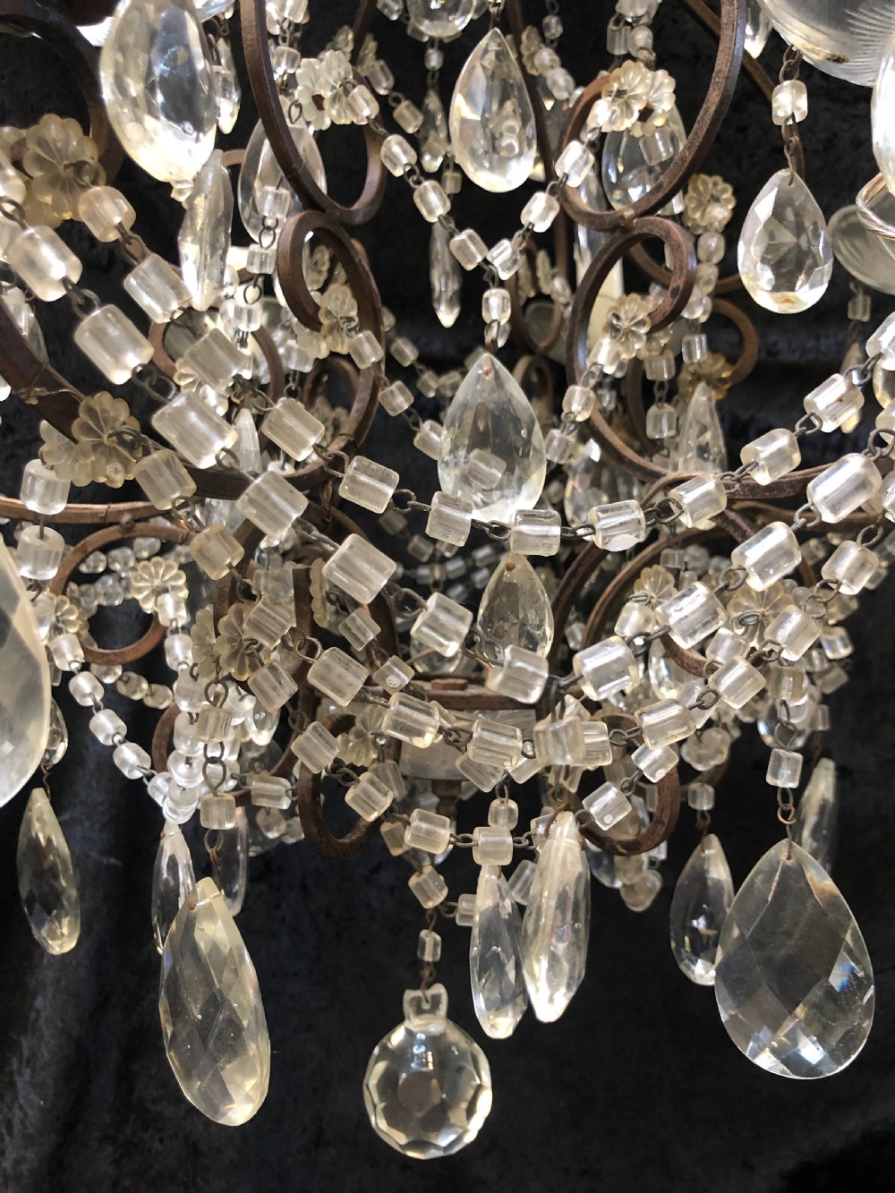 A Six Light Dark Framed Florentine Antique Chandelier View V