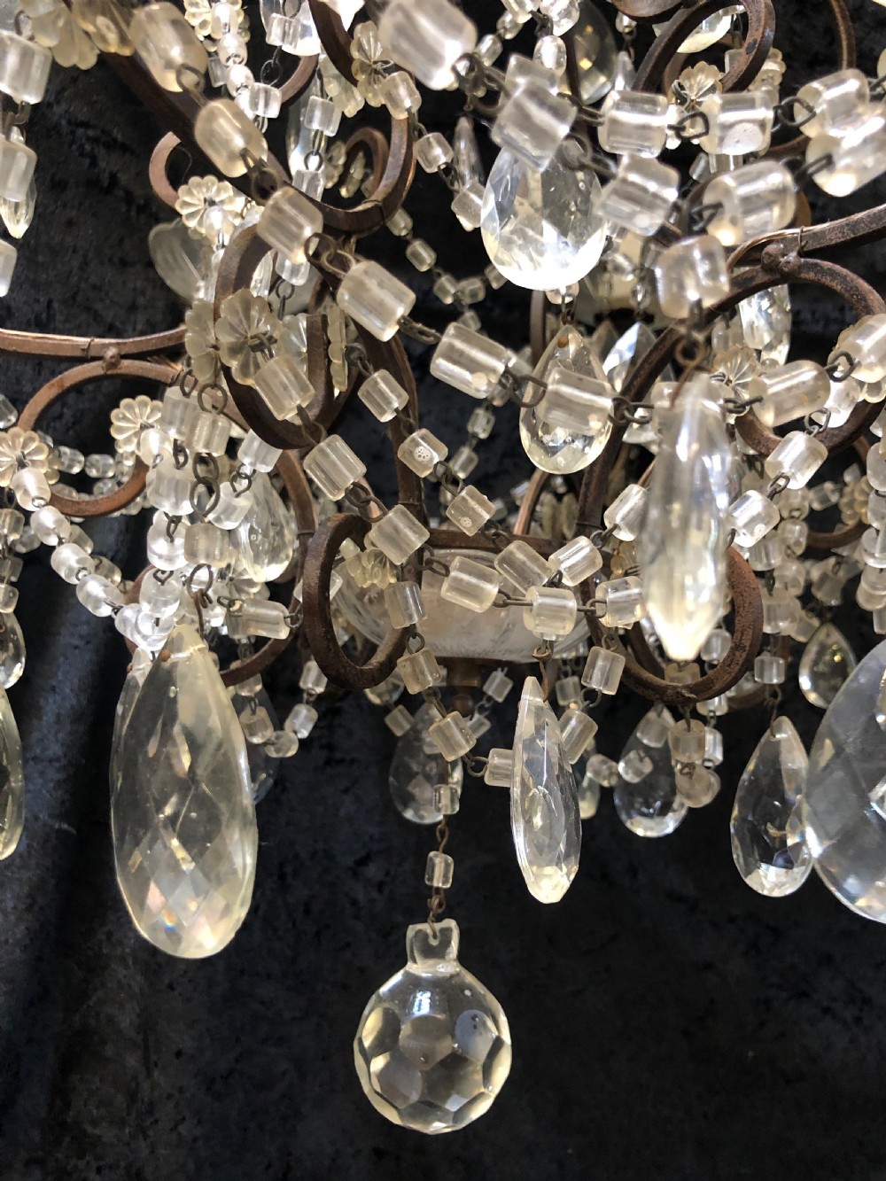 A Six Light Dark Framed Florentine Antique Chandelier View VI