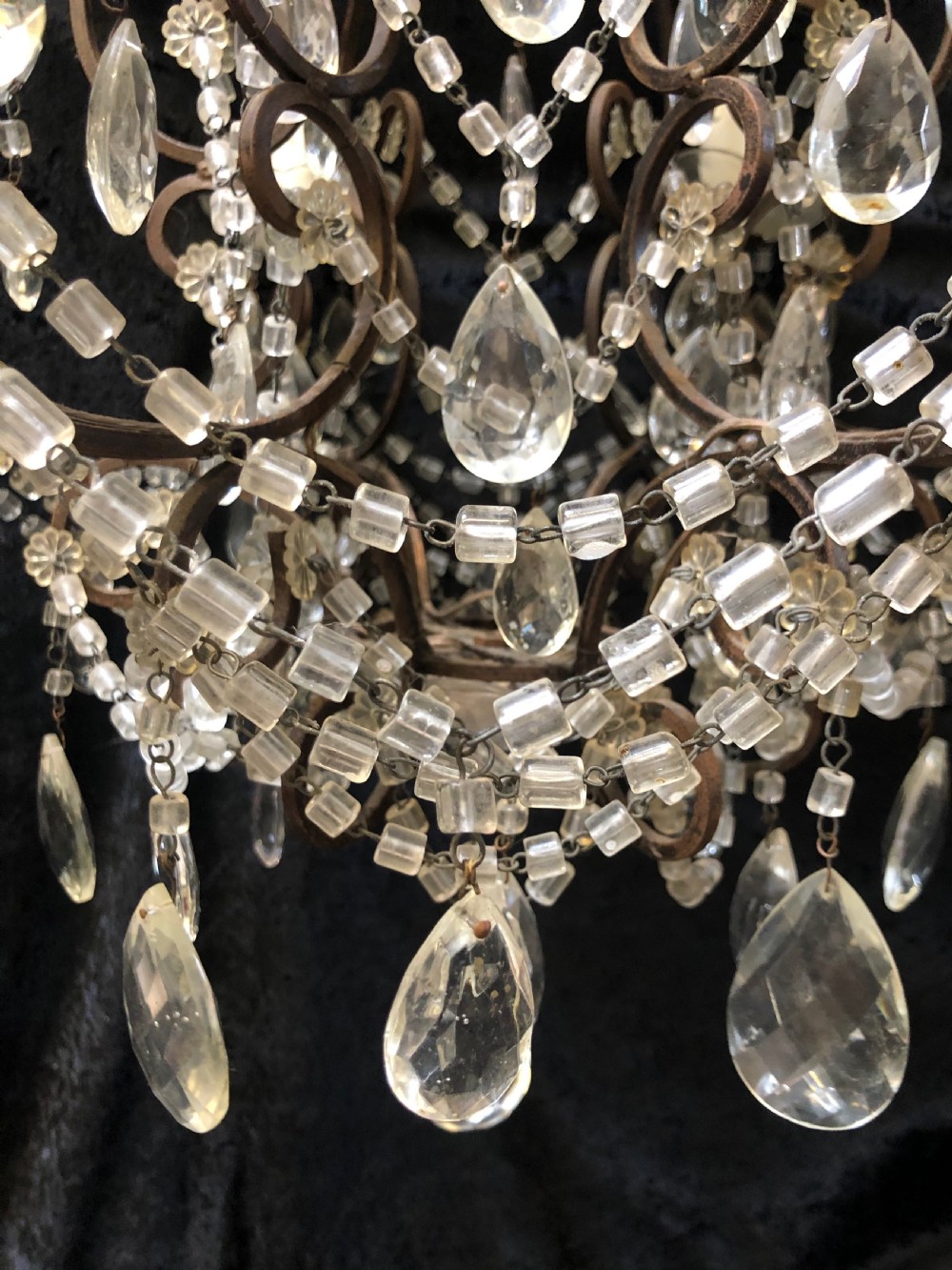 A Six Light Dark Framed Florentine Antique Chandelier View VII