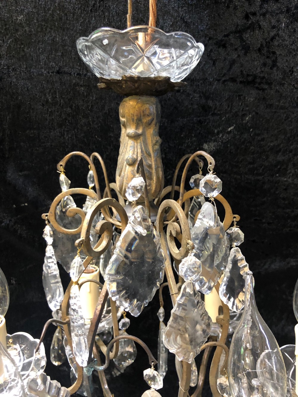 A Six Light French Cage Antique Chandelier View II