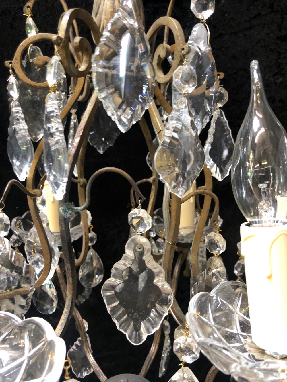 A Six Light French Cage Antique Chandelier View IV