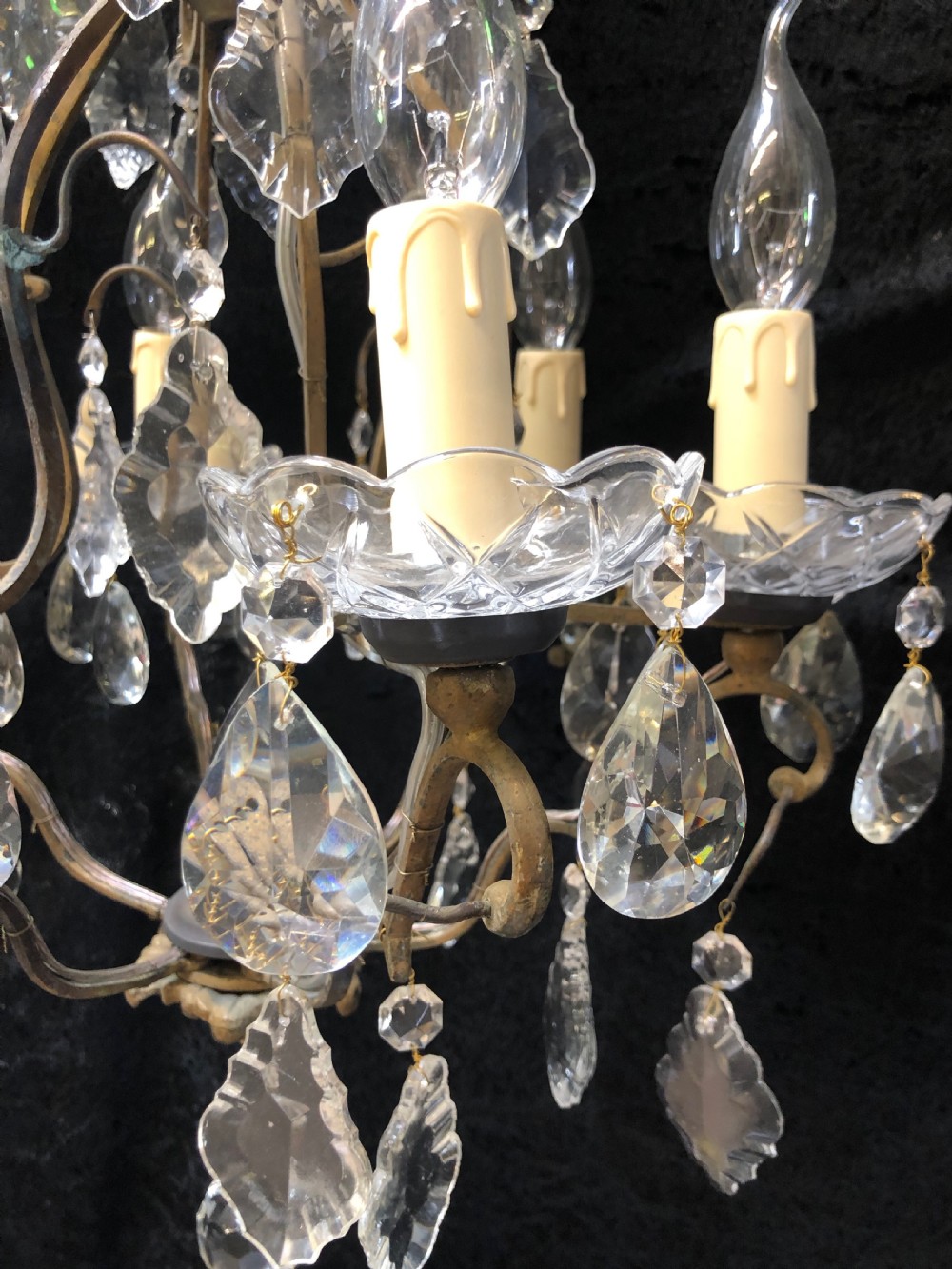 A Six Light French Cage Antique Chandelier View V