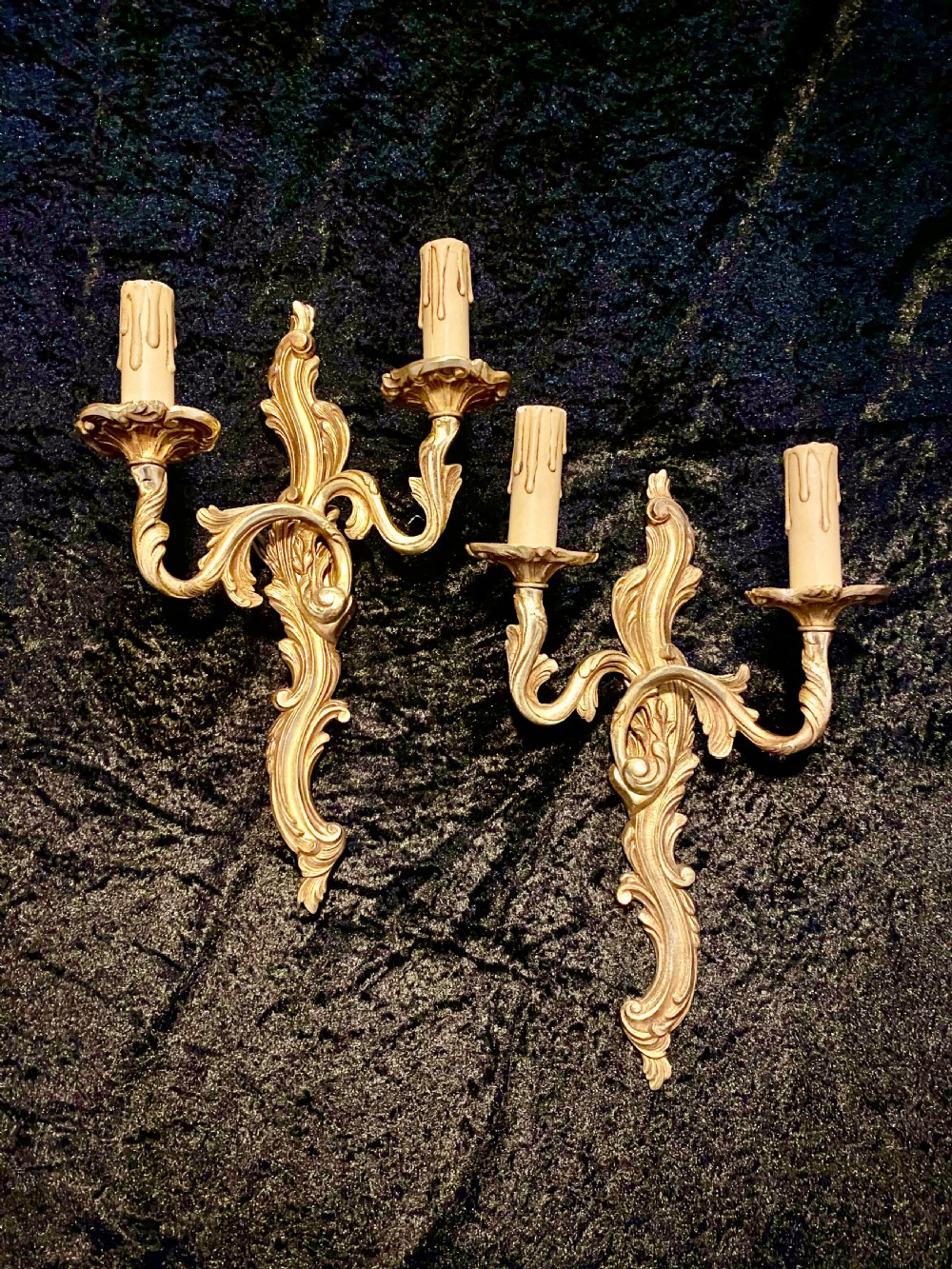 French Pair Of Twin Arm Brass Wall Lights