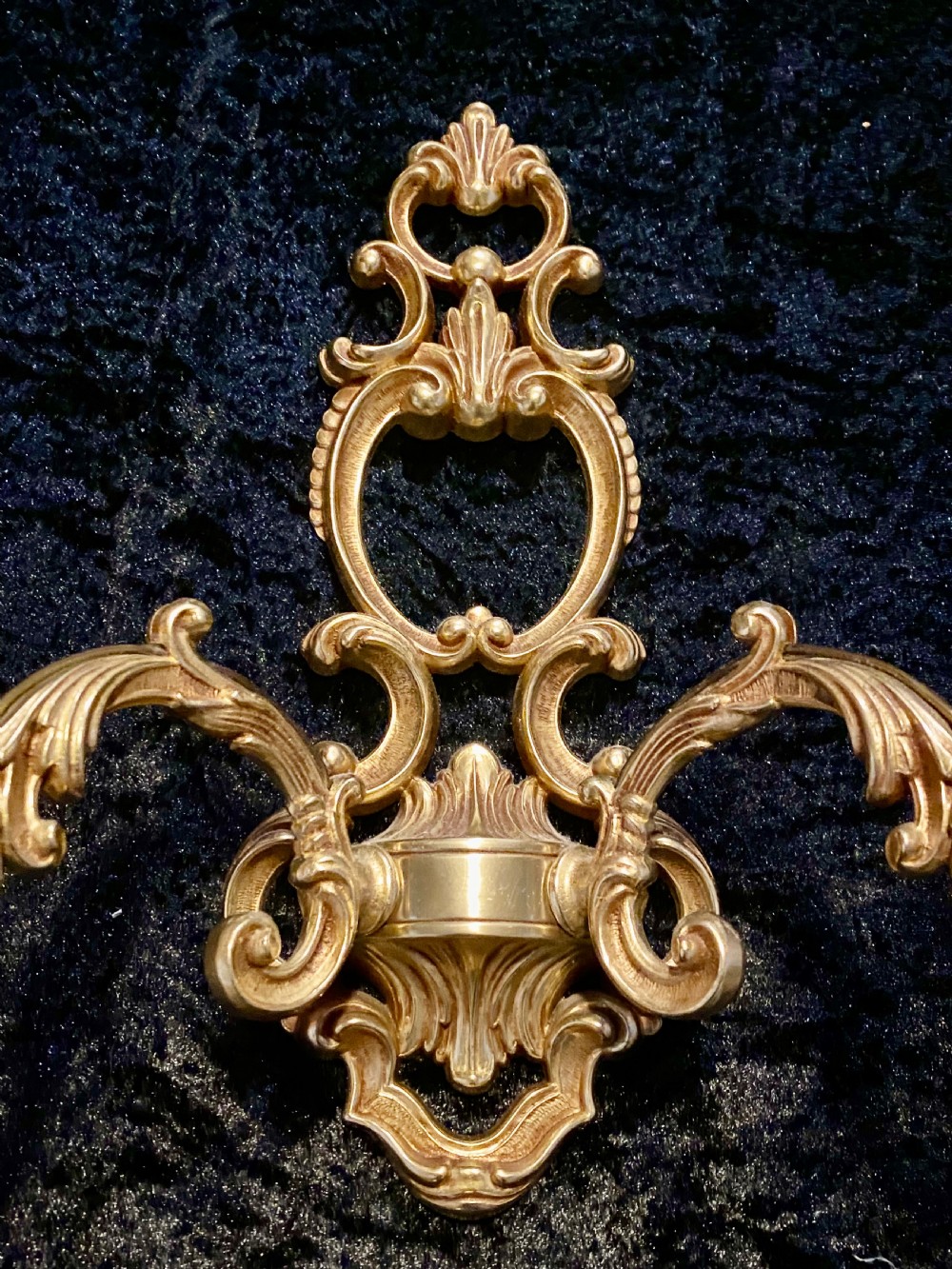 A PAIR OF TWO ARM FRENCH BRASS WALL-LIGHTS WITH OPEN FRAME View V