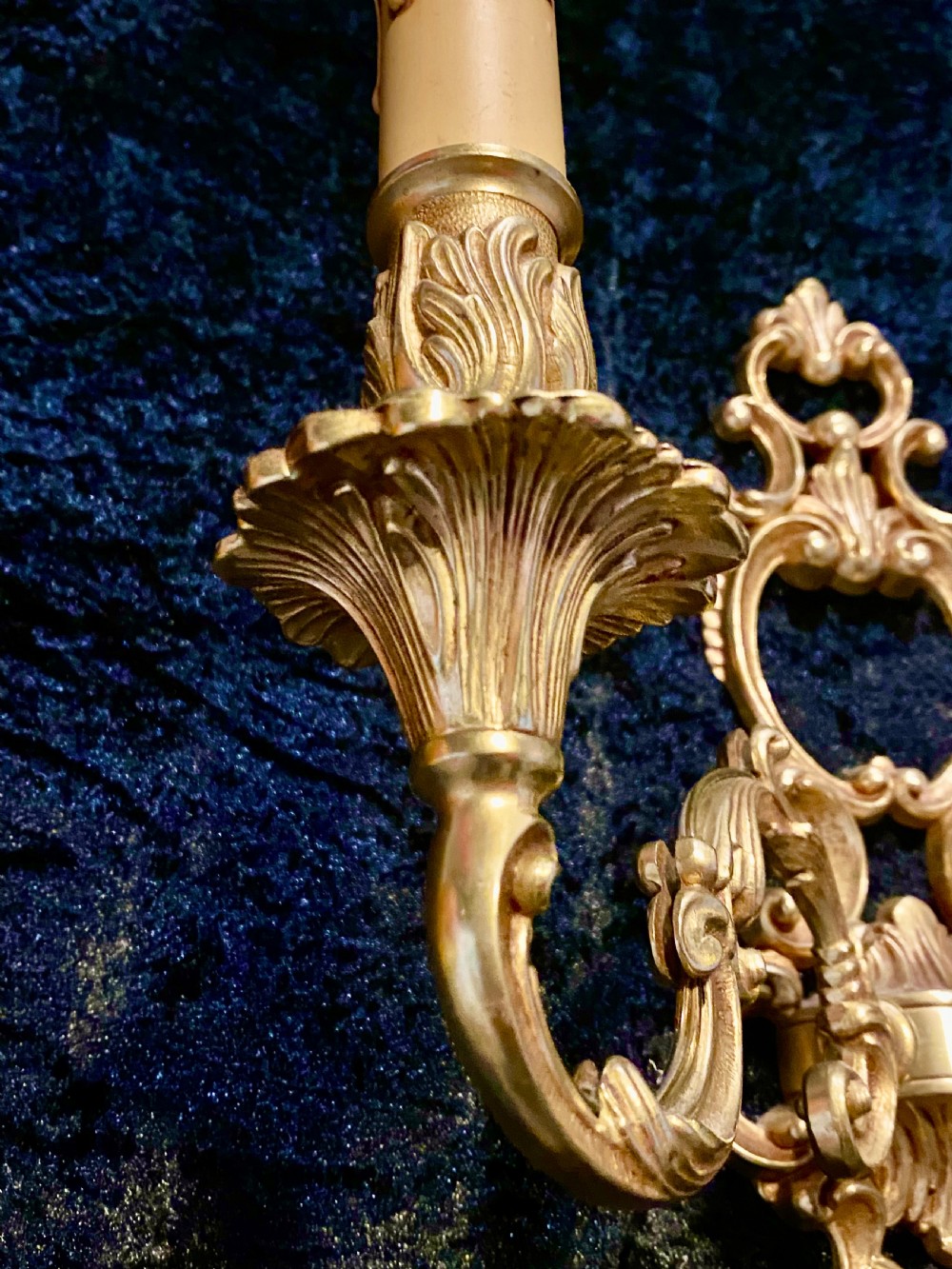 A PAIR OF TWO ARM FRENCH BRASS WALL-LIGHTS WITH OPEN FRAME View VIII