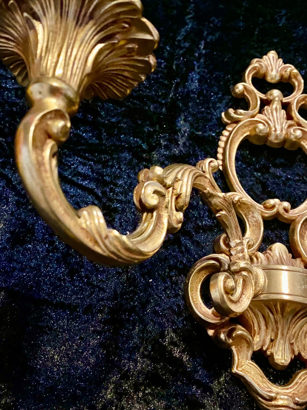 A PAIR OF TWO ARM FRENCH BRASS WALL-LIGHTS WITH OPEN FRAME View IX
