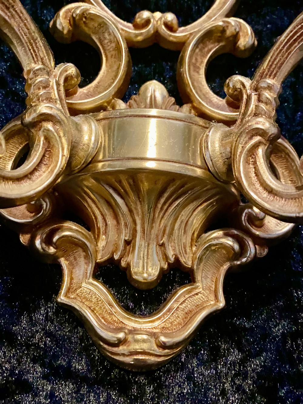 A PAIR OF TWO ARM FRENCH BRASS WALL-LIGHTS WITH OPEN FRAME View X