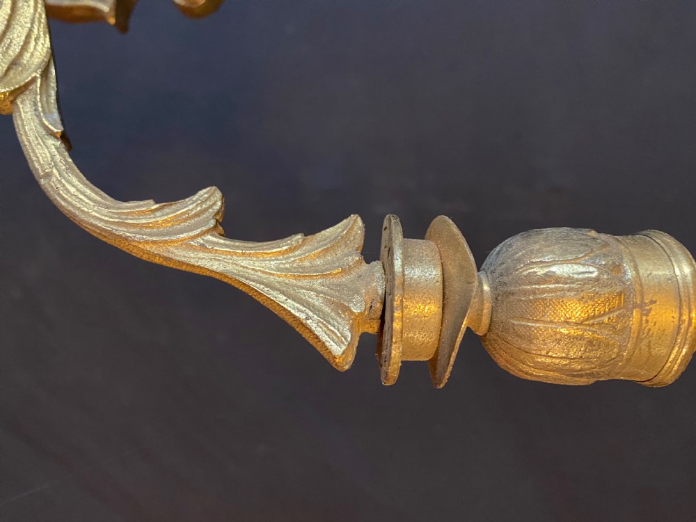A PAIR OF FIVE ARM BRASS FRENCH WALL-LIGHTS View V