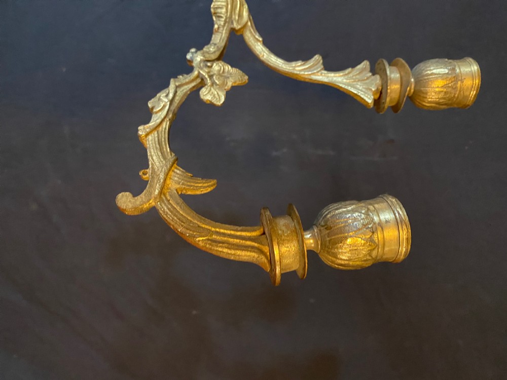 A PAIR OF FIVE ARM BRASS FRENCH WALL-LIGHTS View VI