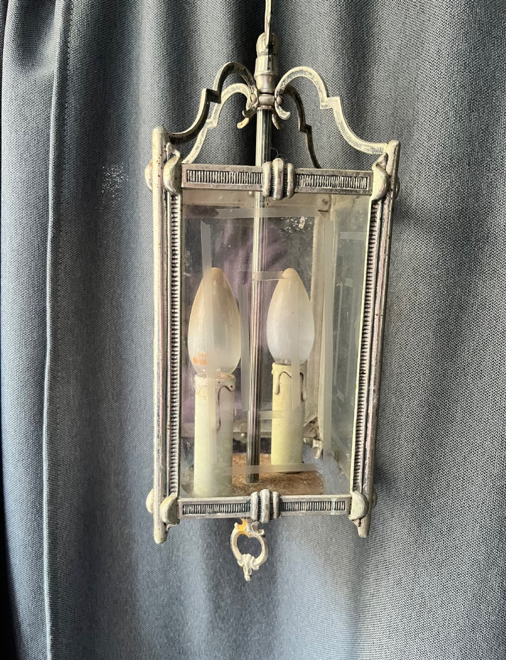 Two Light French Square Antique Lantern. C1920 View II