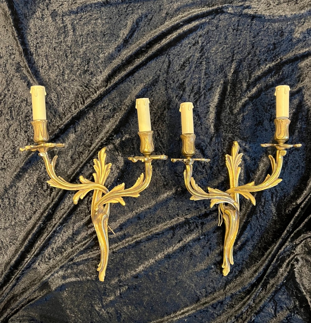 Pair of French Brass Antique Wall-scones