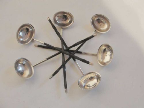 Set Six Georgian Silver Toddy Ladles 1807