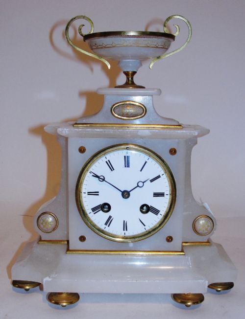 Victorian Alabaster Mantle Clock. Circa 1870