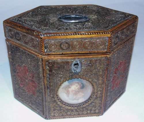 Georgian Scroll Paper Tea Caddy. Circa 1780