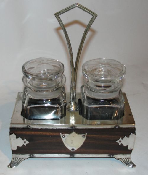 Victorian Silver Plated & Calamander Cruet Circa 1880