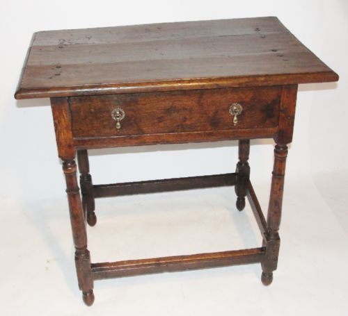 Early Oak Turned Leg Side Table. Circa 1720