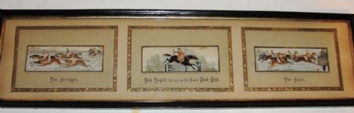 Set Three Framed Victorian Stevengraphs. Circa 1870