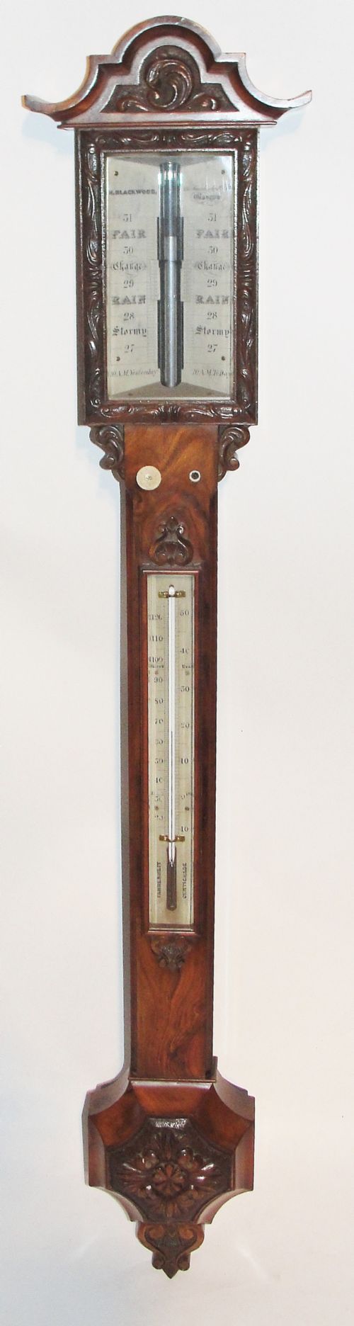 Scottish Victorian Walnut Stick Barometer. Circa 1860