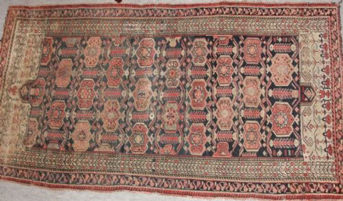 Antique Persian Kurdish Hamadan Double Ended Prayer Rug. Circa 1890