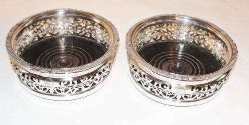 Pair Georgian Silver Plated Wine Coasters. Circa 1825