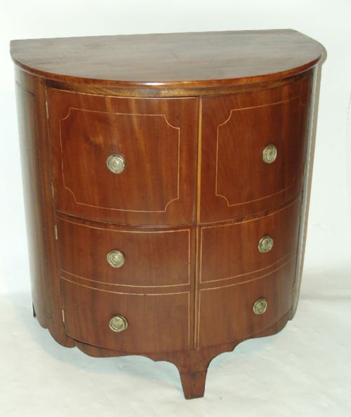 Georgian Mahogany Half Round Commode Cabinet. Circa 1790