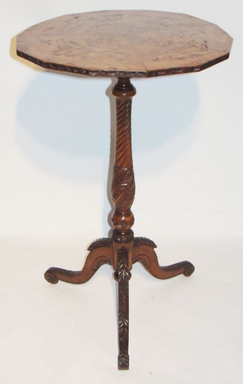 Late Regency Burr Oak Tripod Table. Circa 1830
