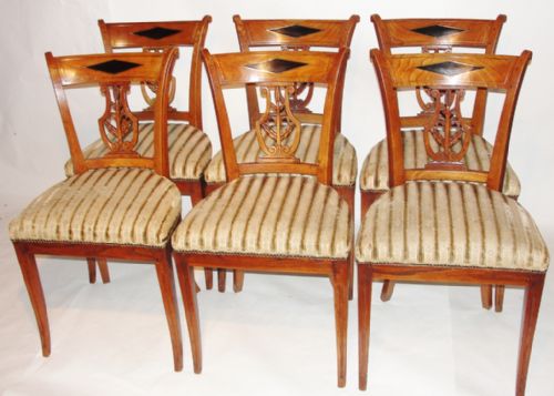 Set 6 Dutch Empire Elm Dining Chairs.  Circa 1810