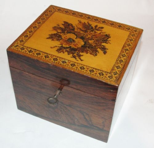 Regency Rosewood Tunbridge Tea Caddy. Circa 1830