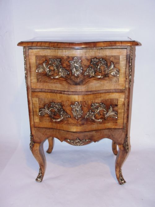 Austrian Burr Walnut & Ormulu Mounted Petit Commode. Circa 1850