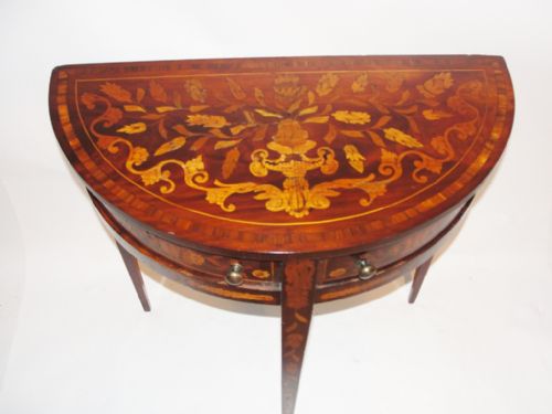 Dutch Marquetry on Mahogany Side Table. Circa 1780