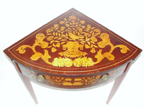 Dutch Marquetry on Mahogany Corner Side Table.circa 1810