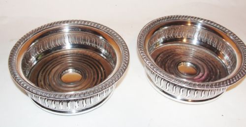 Pair Victorian Silver Plated Wine Coasters. Circa 1860