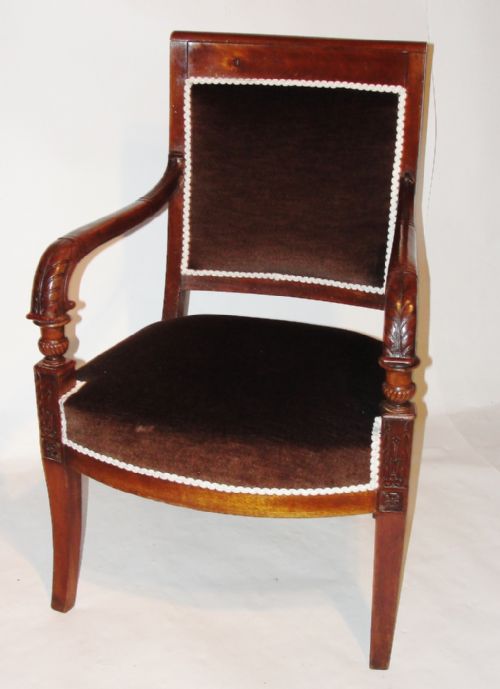 French Empire Mahogany Elbow Chair. Circa 1820