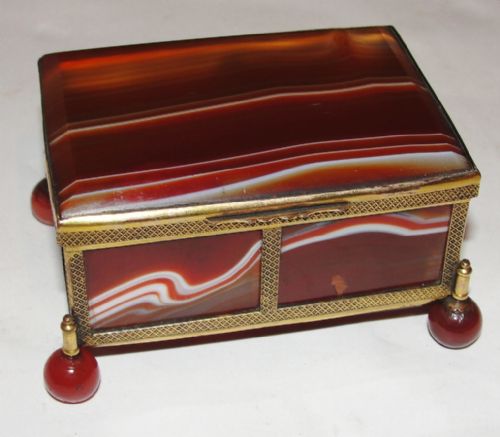 Victorian Red Agate Trinket Box. Circa 1860