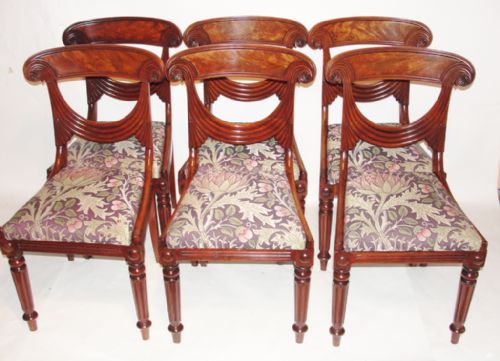 Set 6 Scottish Regency Mahogany Dining Chairs. Circa 1830