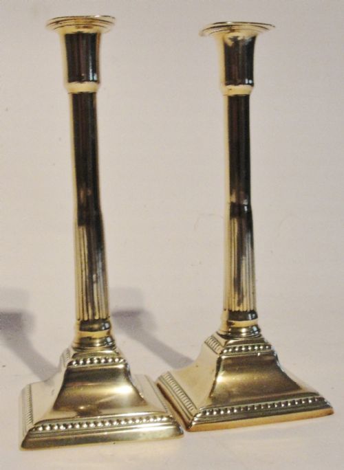Pair Georgian Brass Candlesticks, Circa 1790
