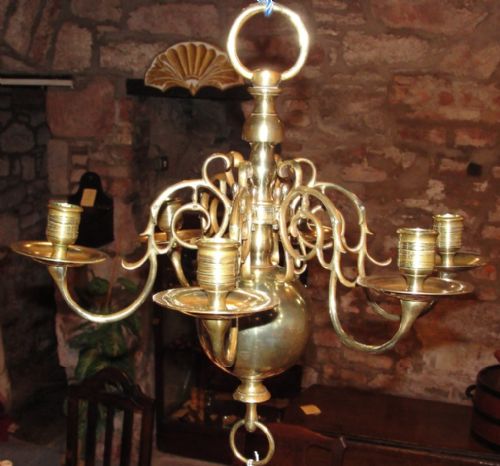 Dutch Brass Chandelier. Circa 1820