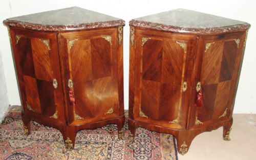 Pair French Kingwood Corner Cabinets. Circa 1780