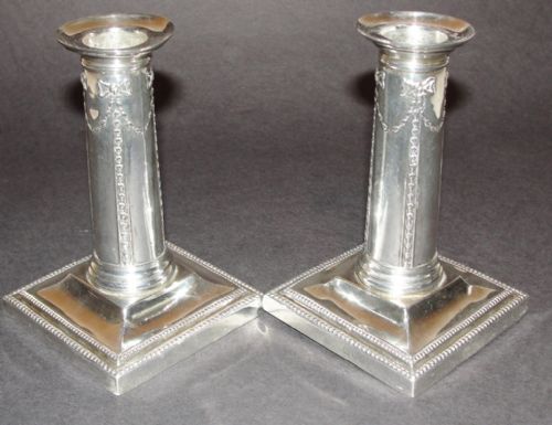 Pair Late Victorian Silver Candlestick. 1896