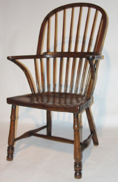 Georgian Elm and Fruitwood Comb Back Windsor Elbow Chair Circa 1770