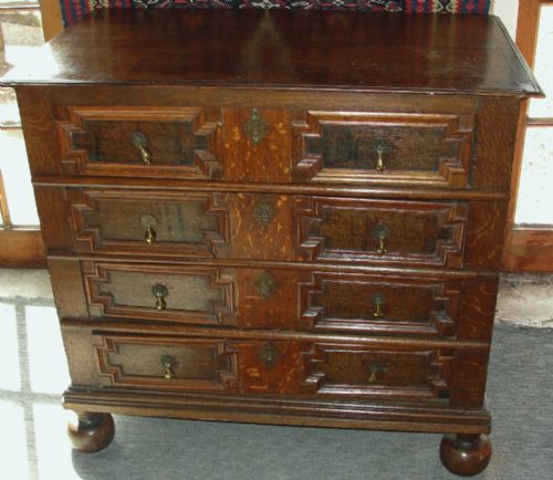 Jacobean Oak Chest of Drawers. Circa 1720