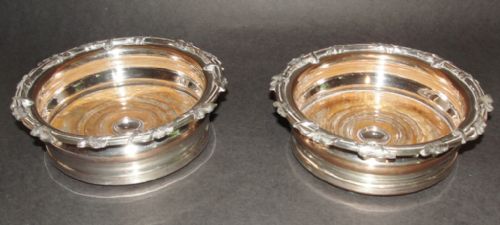 Pair Victorian Silver Plated Coasters. Circa 1850